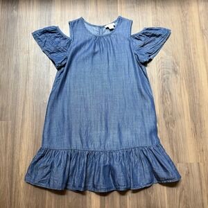 Kate Spade New York Blue Denim Cold Shoulder Ruffle‎ Dress Girls 10 Preppy